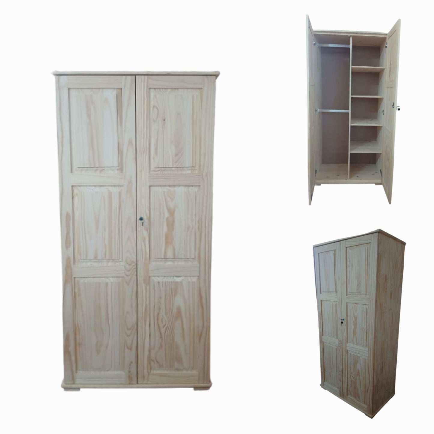 2M high pine white washed wardrobe