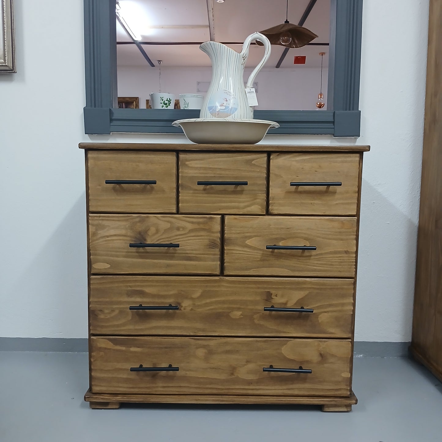 3+2+2 chest of drawers in pine rustic finish