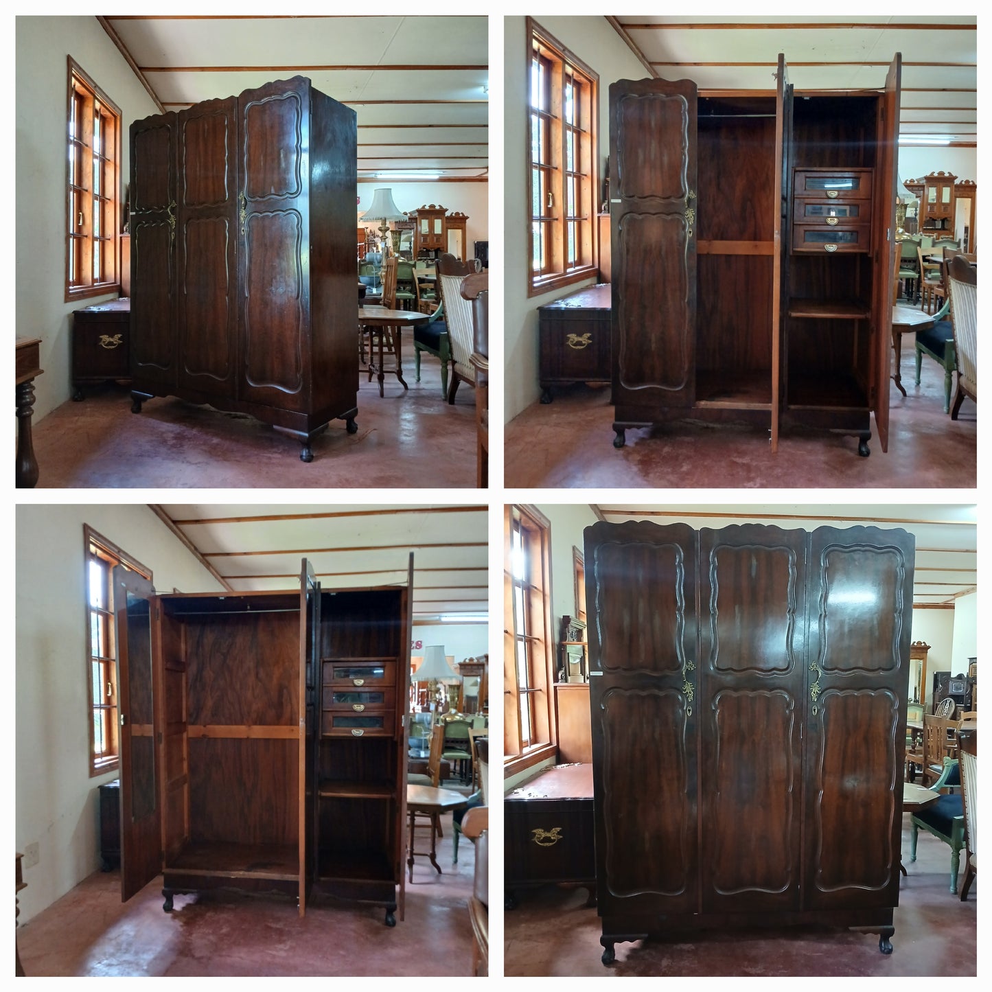 3 Door Imbuia wardrobe