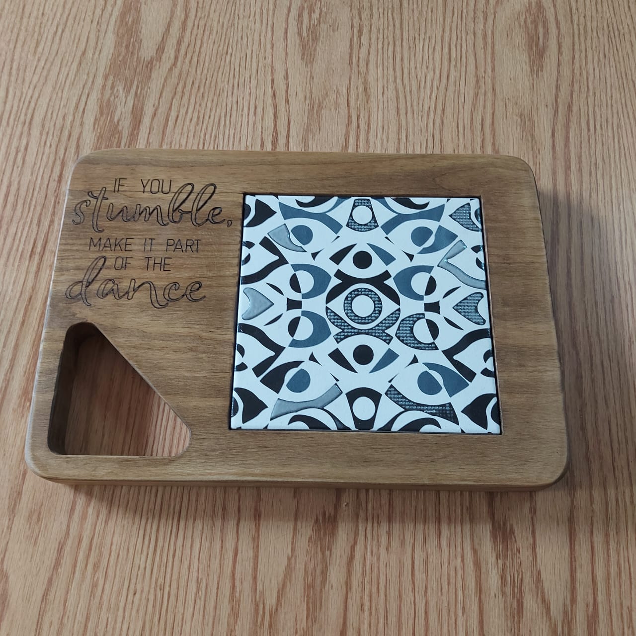 Engraved thick board with tile