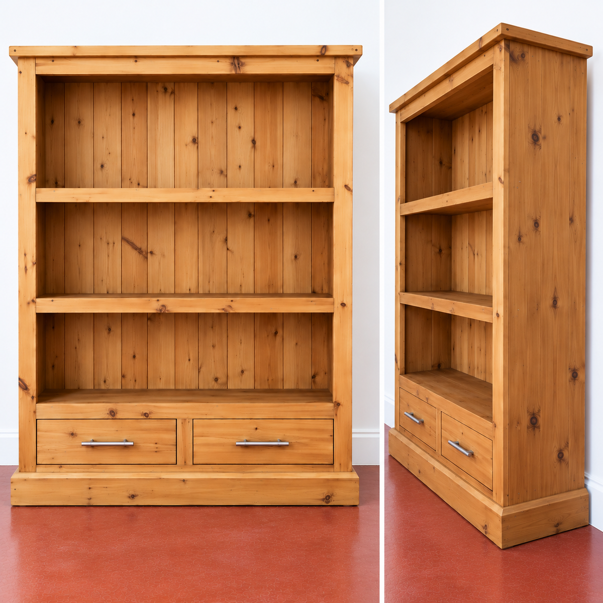 Old Oregon Pine 2-Drawer Bookcase