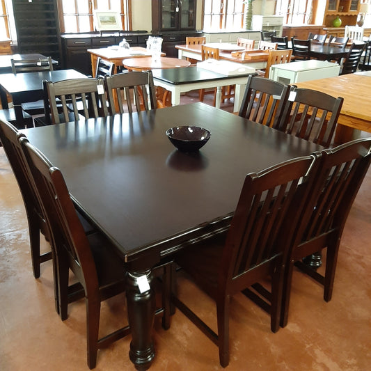 Mahogany Stained 1.5x1.5m Dining Room Table and Chairs