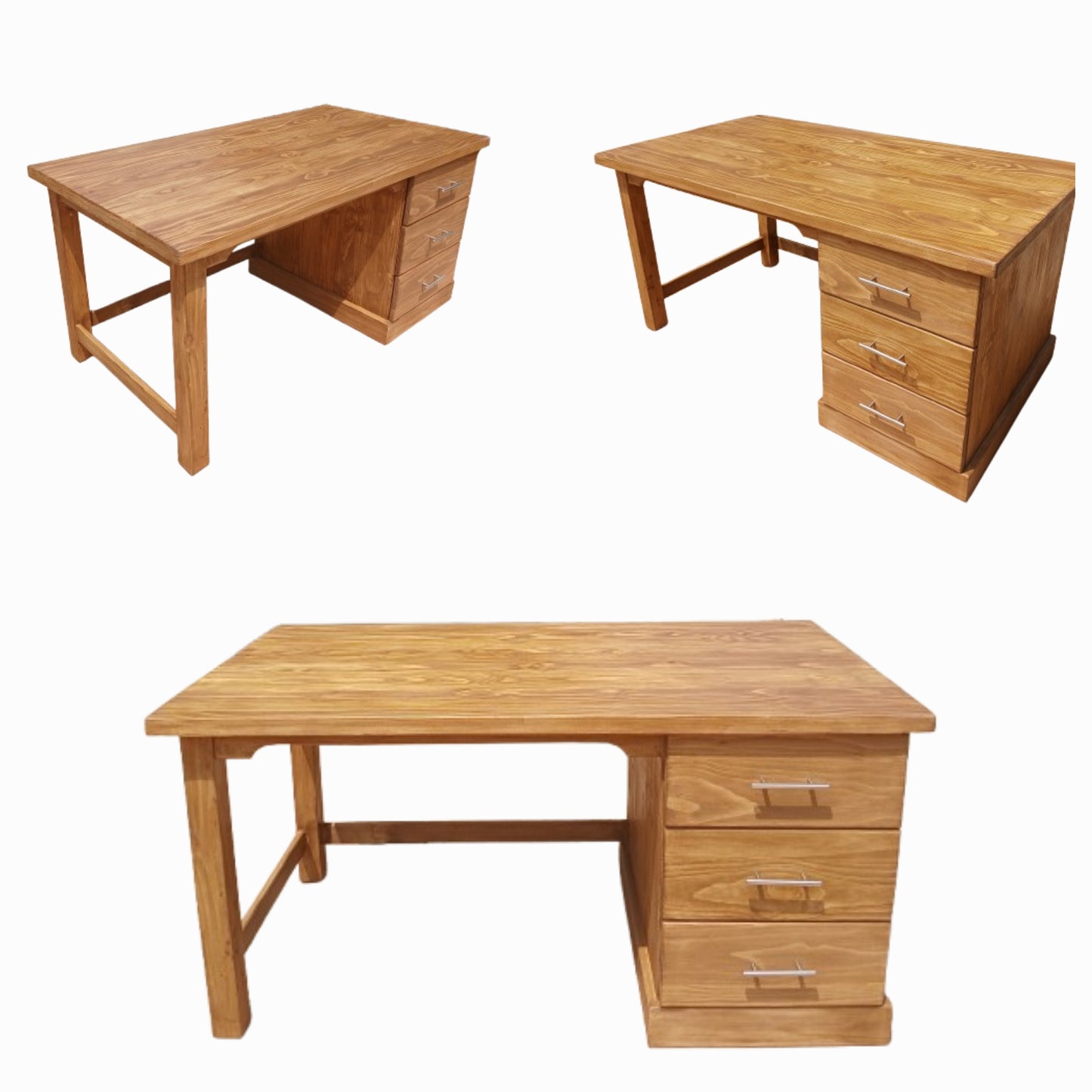 1,6 Pine 3 drawer Rustic finished desk