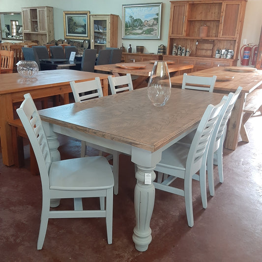 1,8x1m 2 tone dining table & chairs