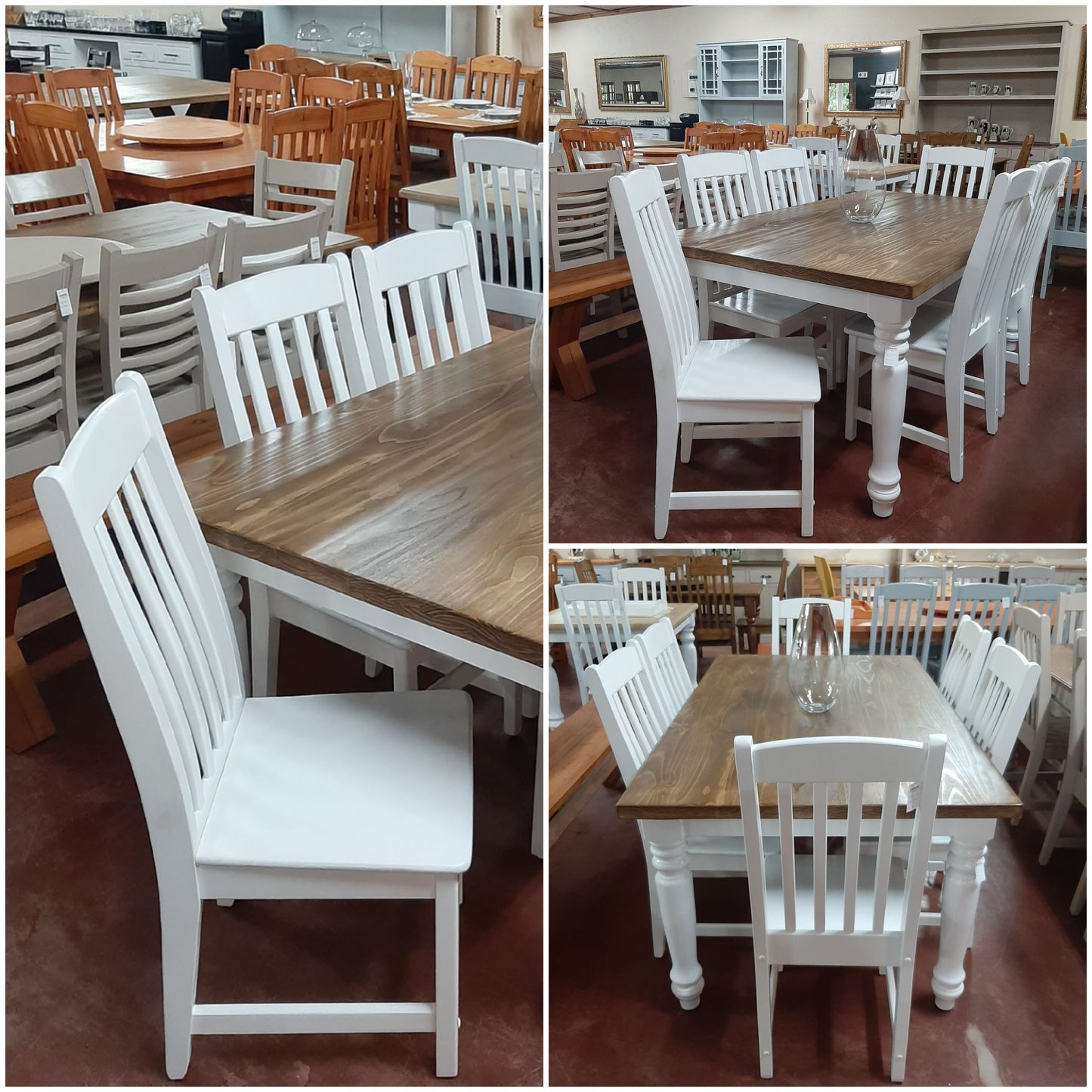 1,8 x 1m dining table & white chairs