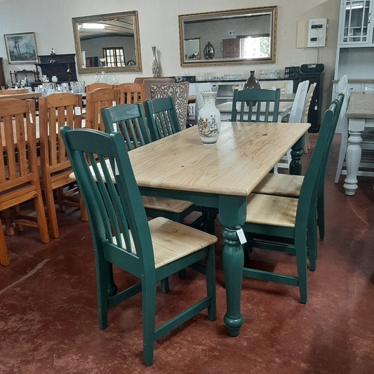1,8x1m 2 tone dining table & chairs
