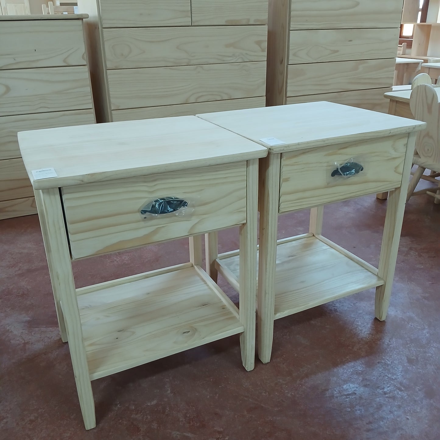 Raw pine bedside pedestals