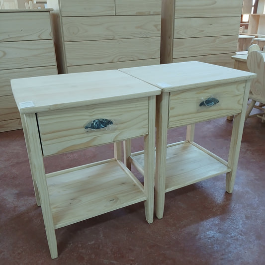Raw pine bedside pedestals