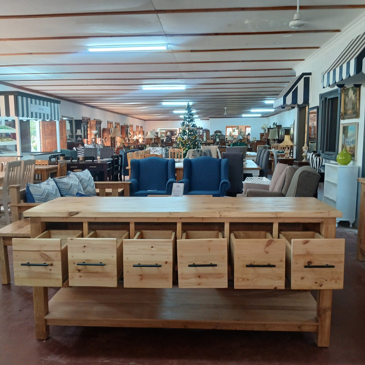 2mx60x90 High Old Oregon pine 2 tier 6 drawer server