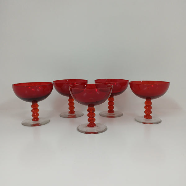 Ruby Red Set of 5 Glasses.