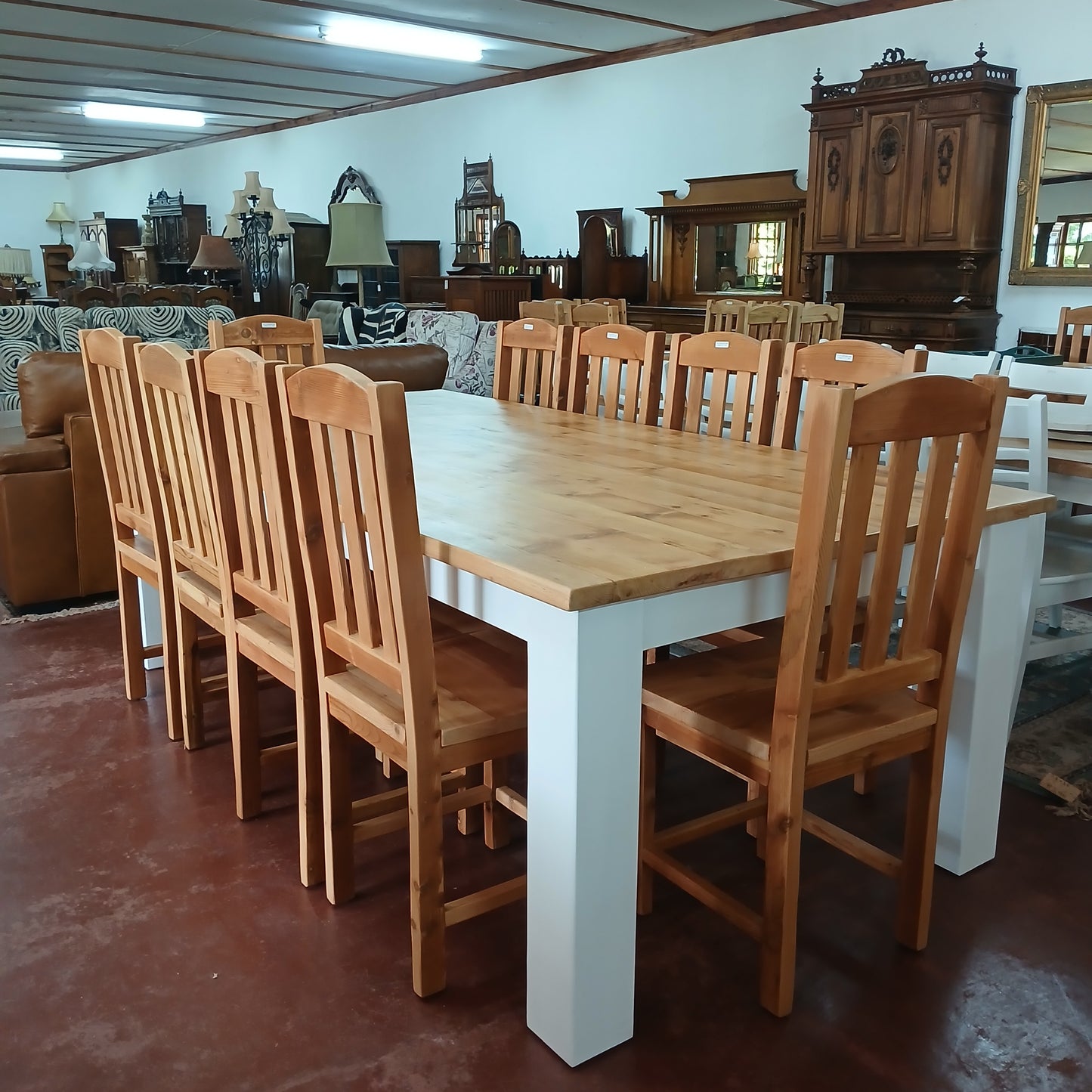 2,4x1,2 Dining Table with Painted Legs & an Oregon Pine Top