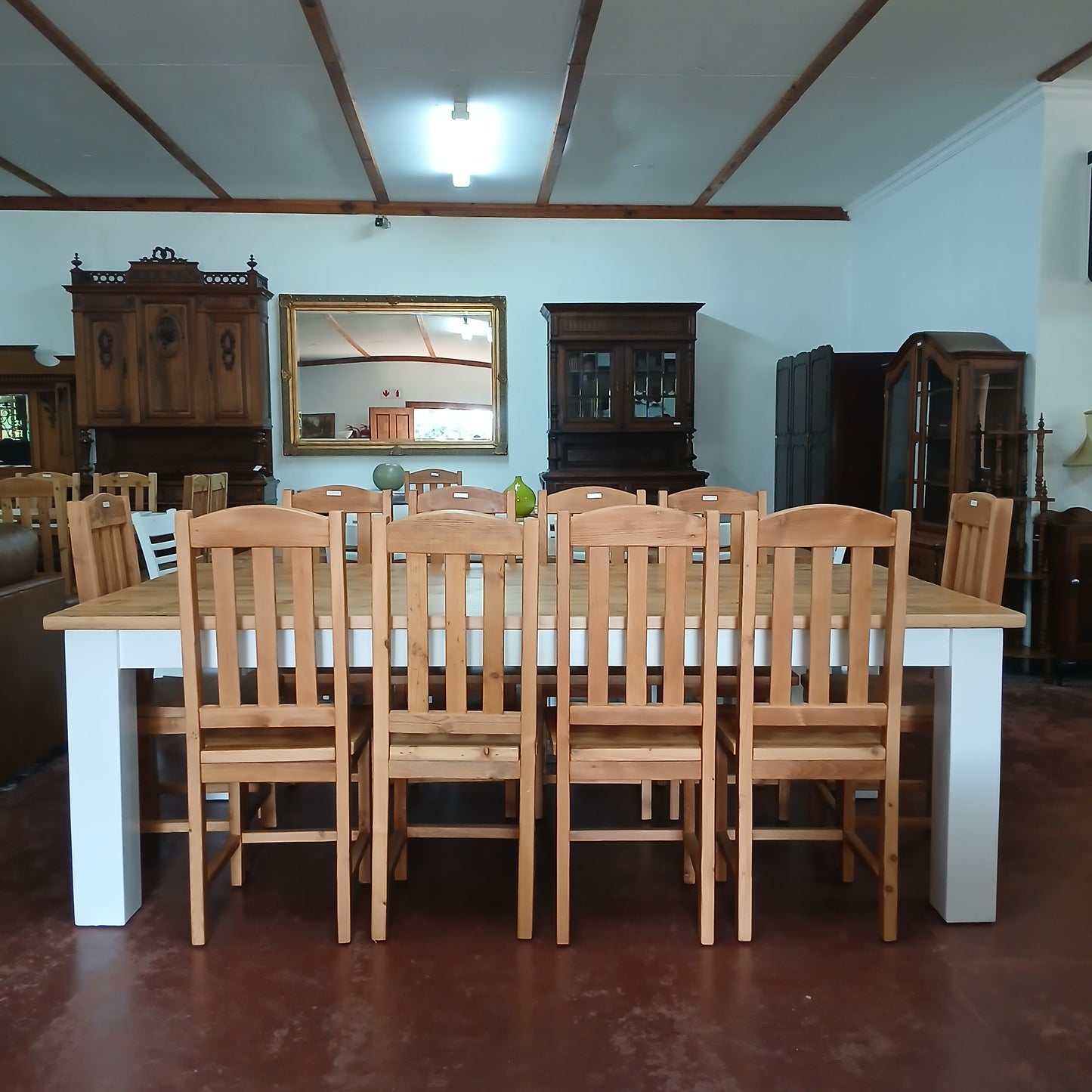 2,4x1,2 Dining Table with Painted Legs & an Oregon Pine Top