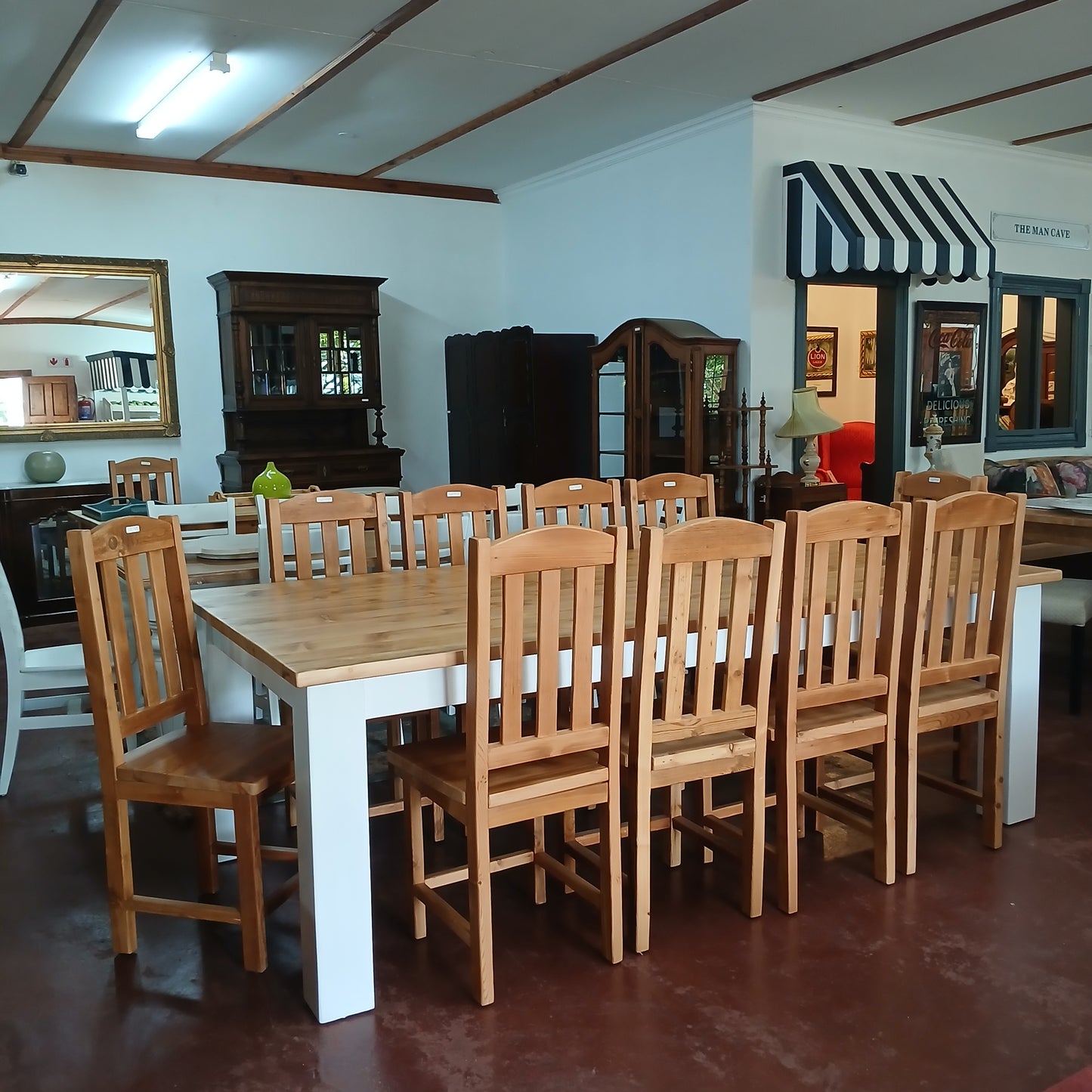 2,4x1,2 Dining Table with Painted Legs & an Oregon Pine Top