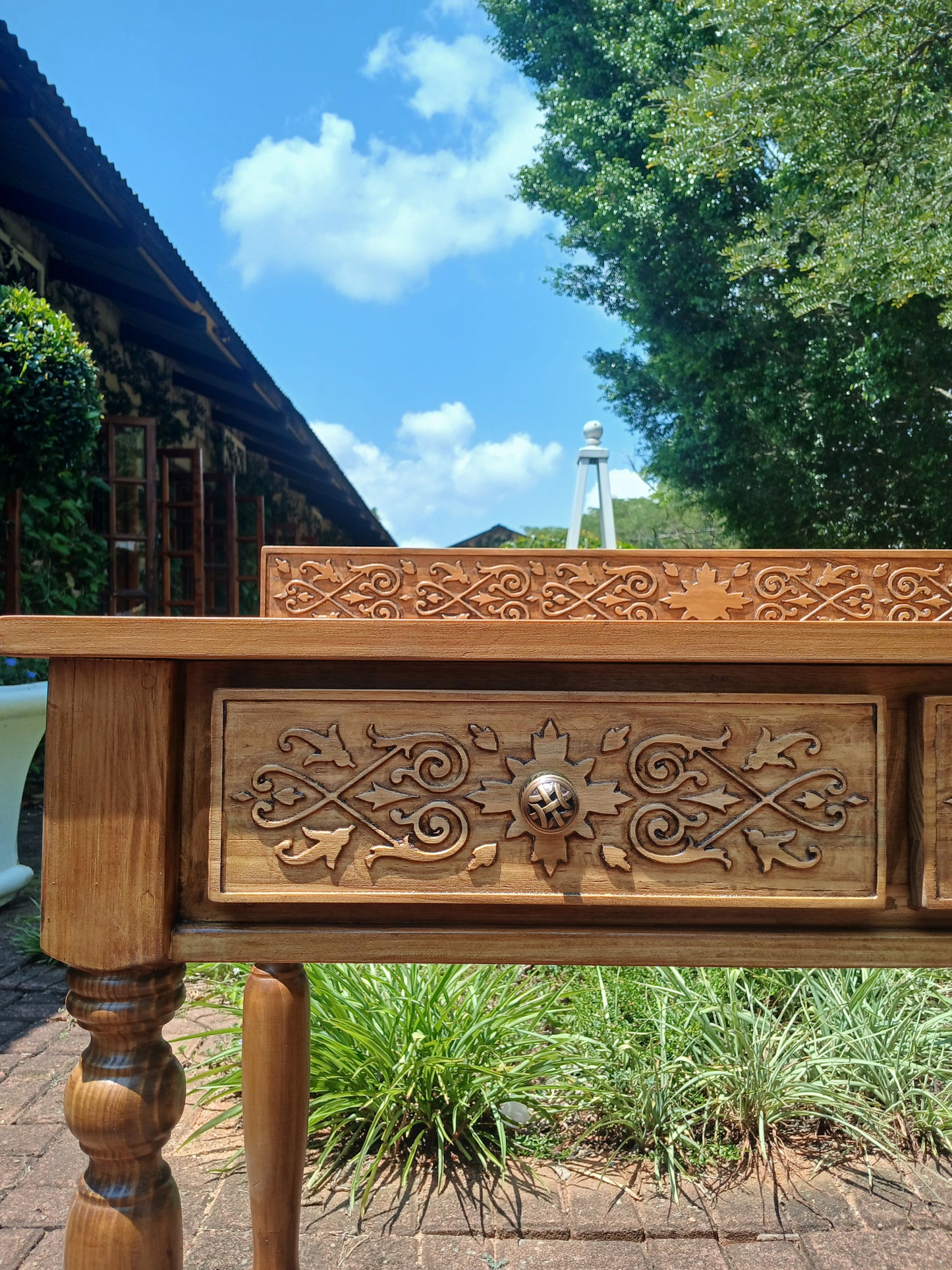 Rustic Carved 2 Drawer server