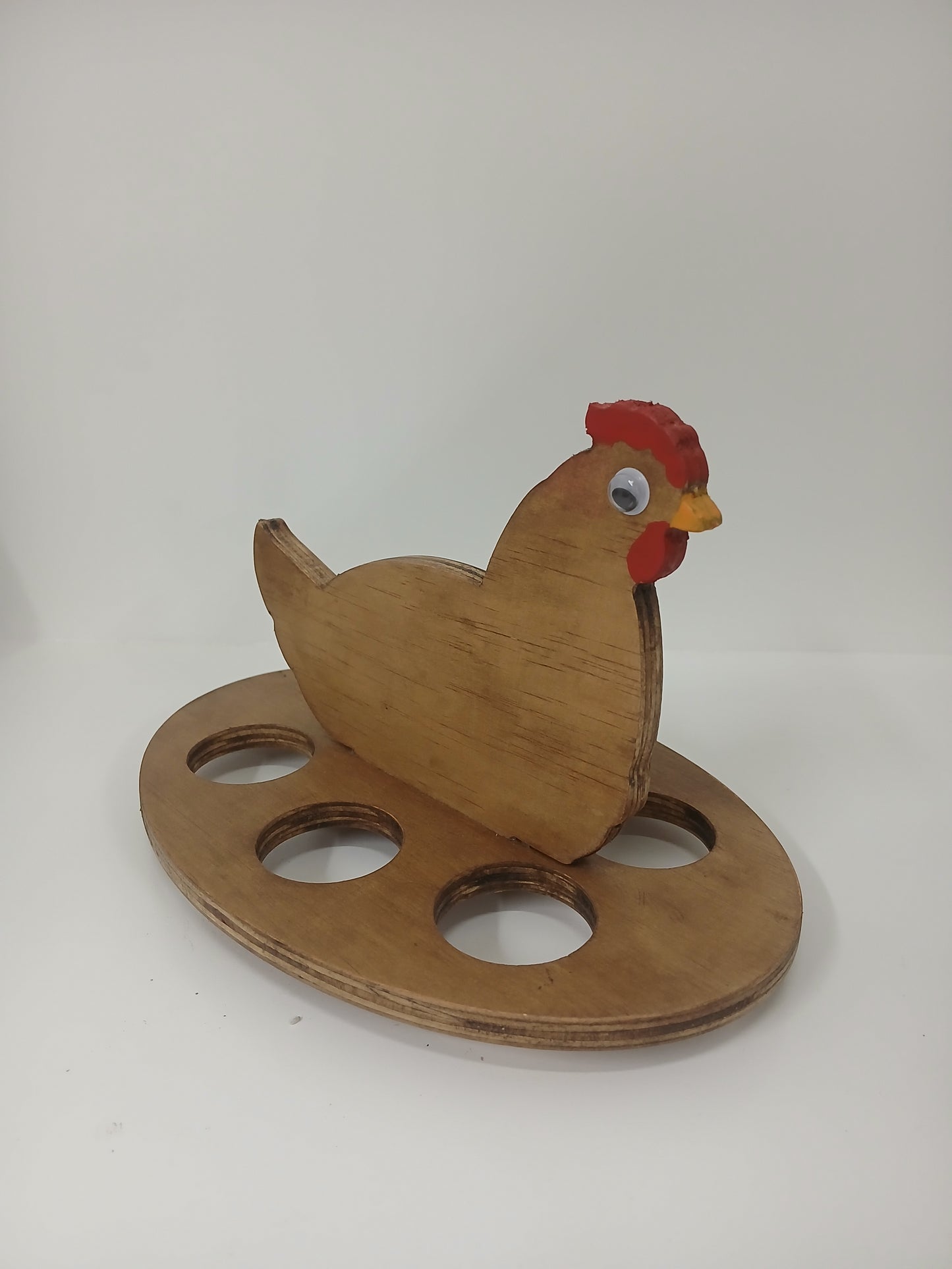 6 Eggs Wooden Holder with a Key ring and 6 chocolate eggs