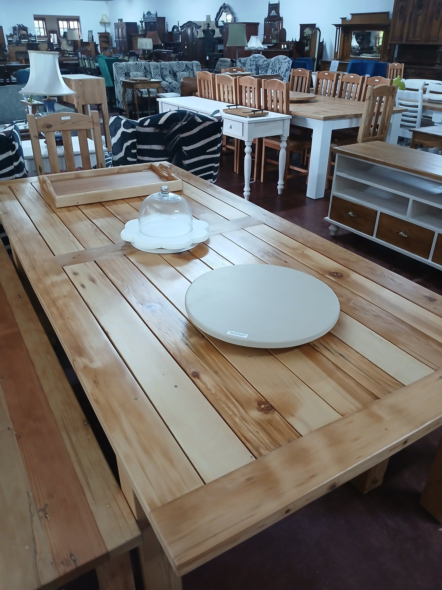 Old Oregon Pine 2,2x1m Dining Table with a slatted top