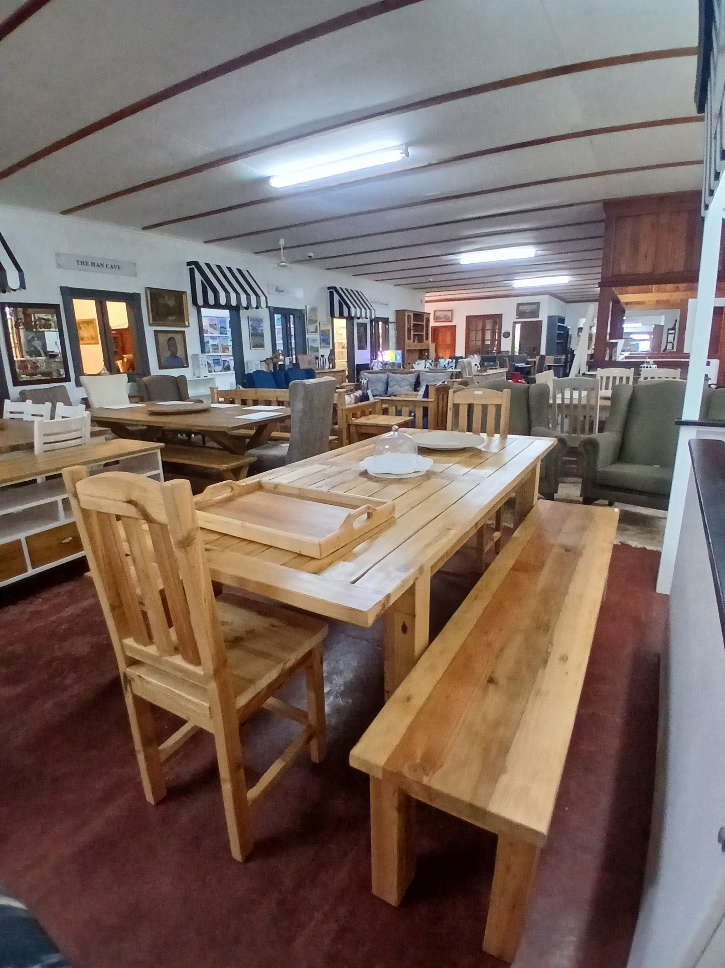 Old Oregon Pine 2,2x1m Dining Table with a slatted top