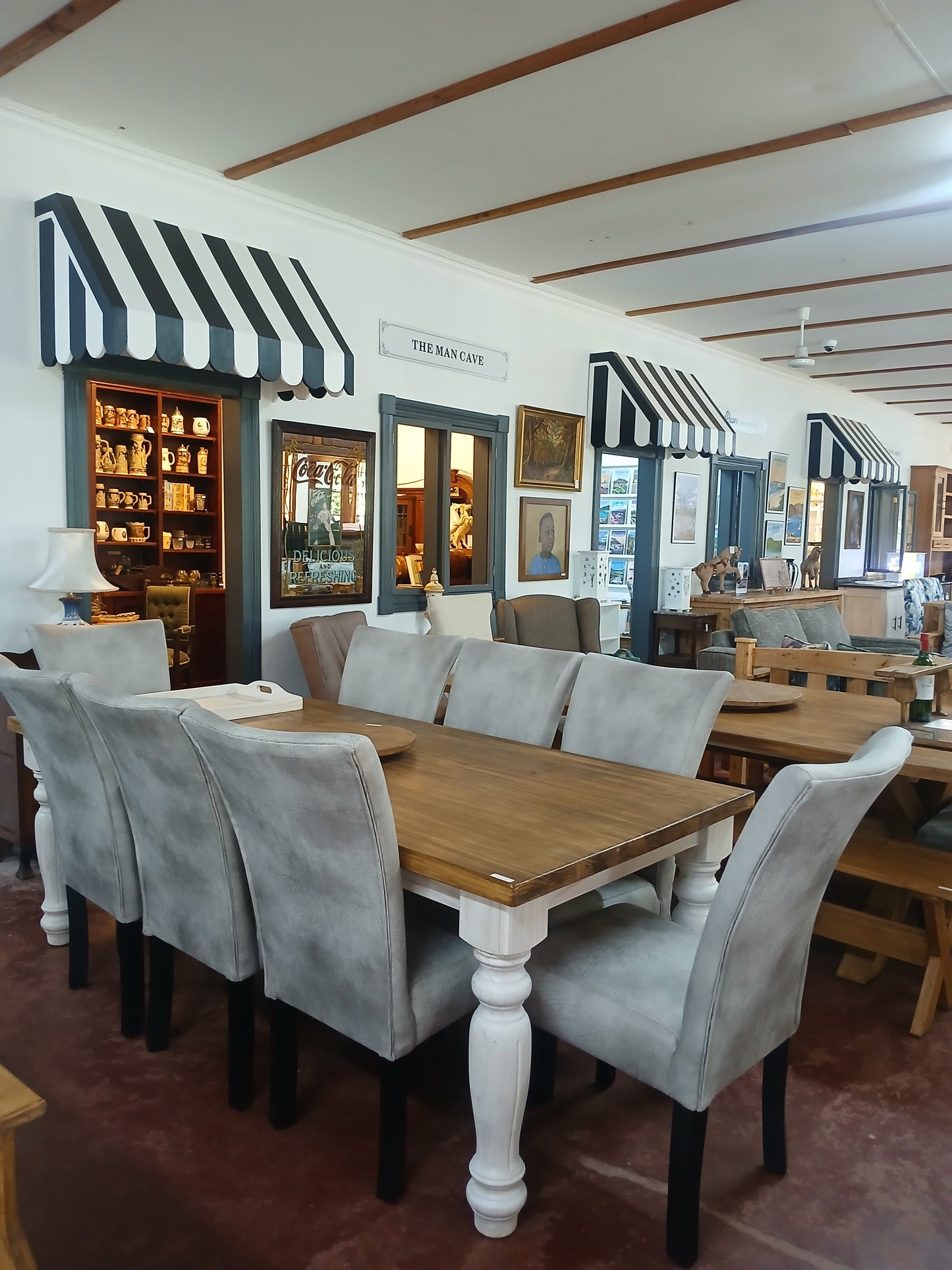 Two-Tone Dining Table with Upholstered