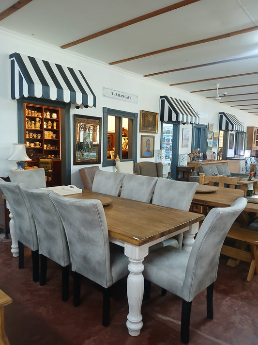 Two-Tone Dining Table with Upholstered