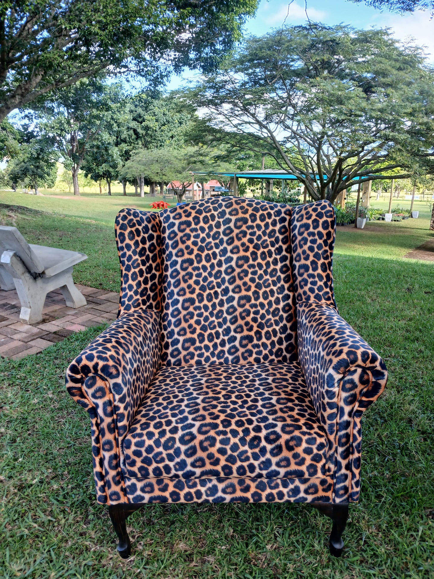 Leopard Print Wingback Chair.