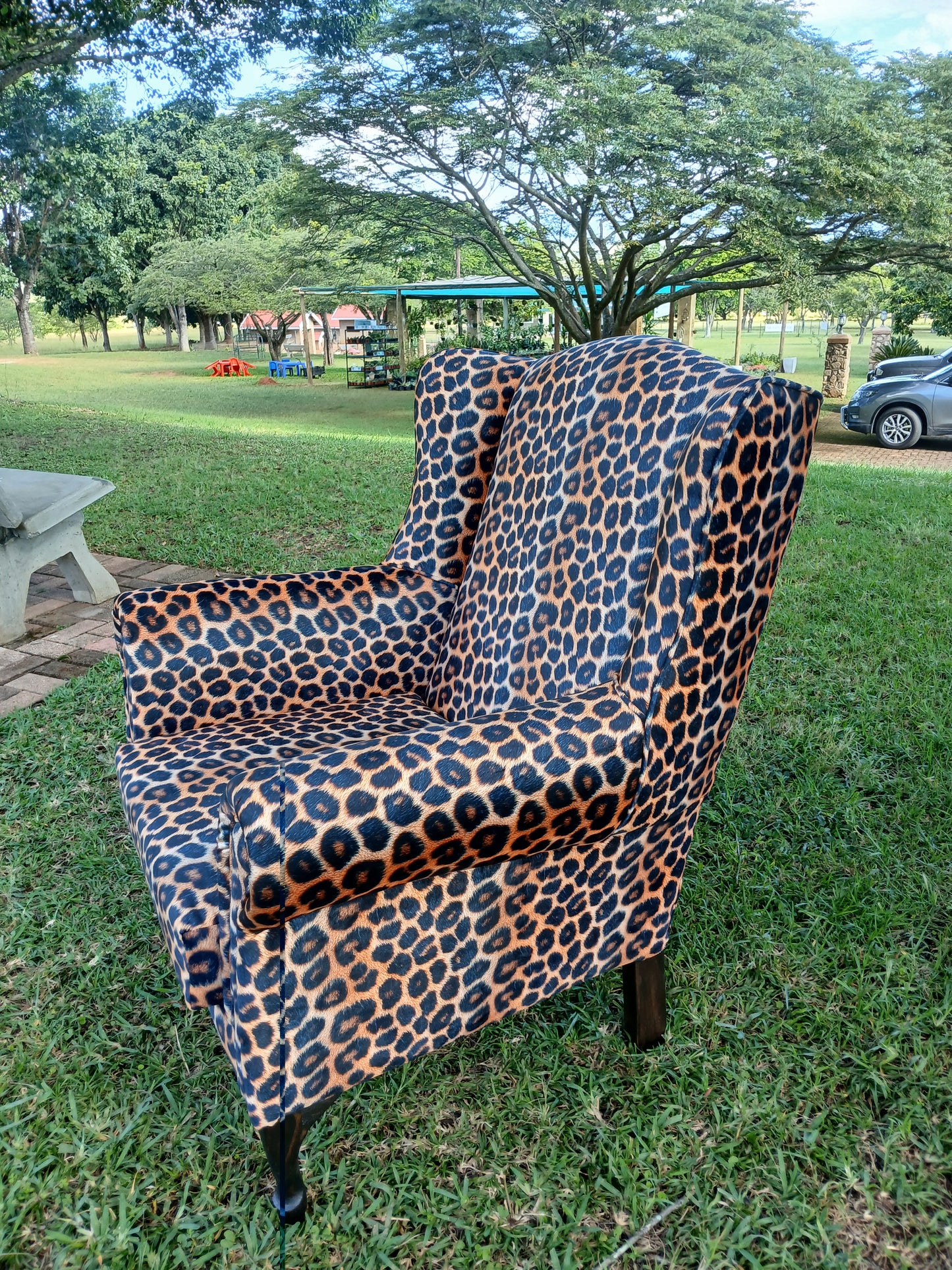 Leopard Print Wingback Chair.