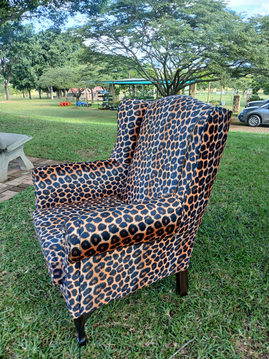 Leopard Print Wingback Chair.