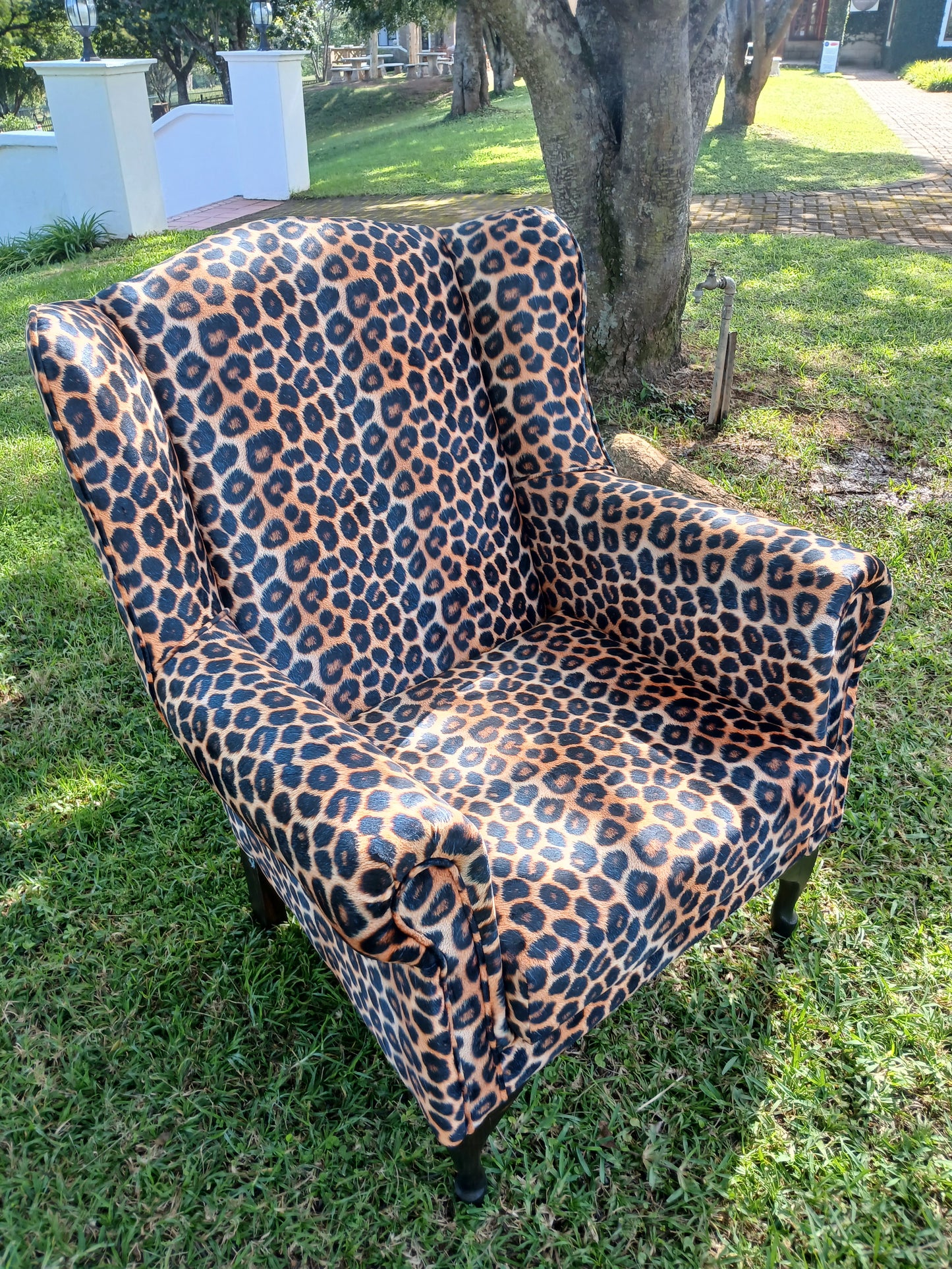 Leopard Print Wingback Chair.