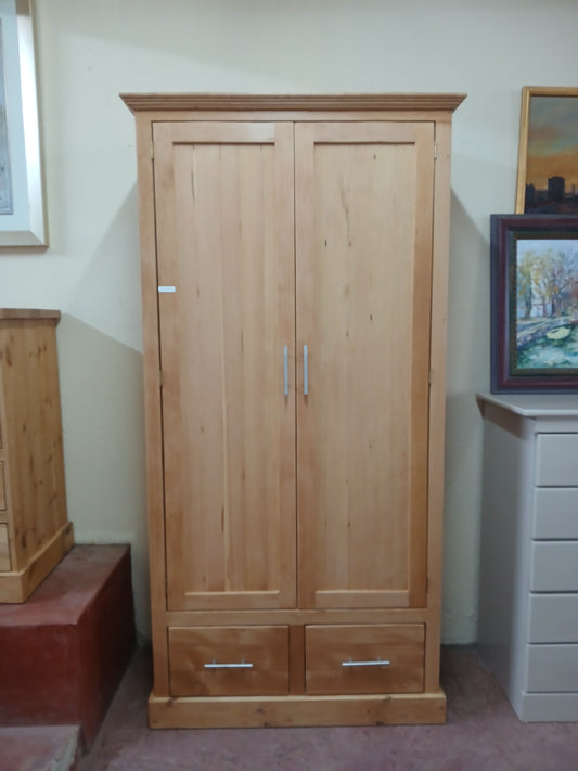Old Oregon Pine 2 Door/Drawer Wardrobe.