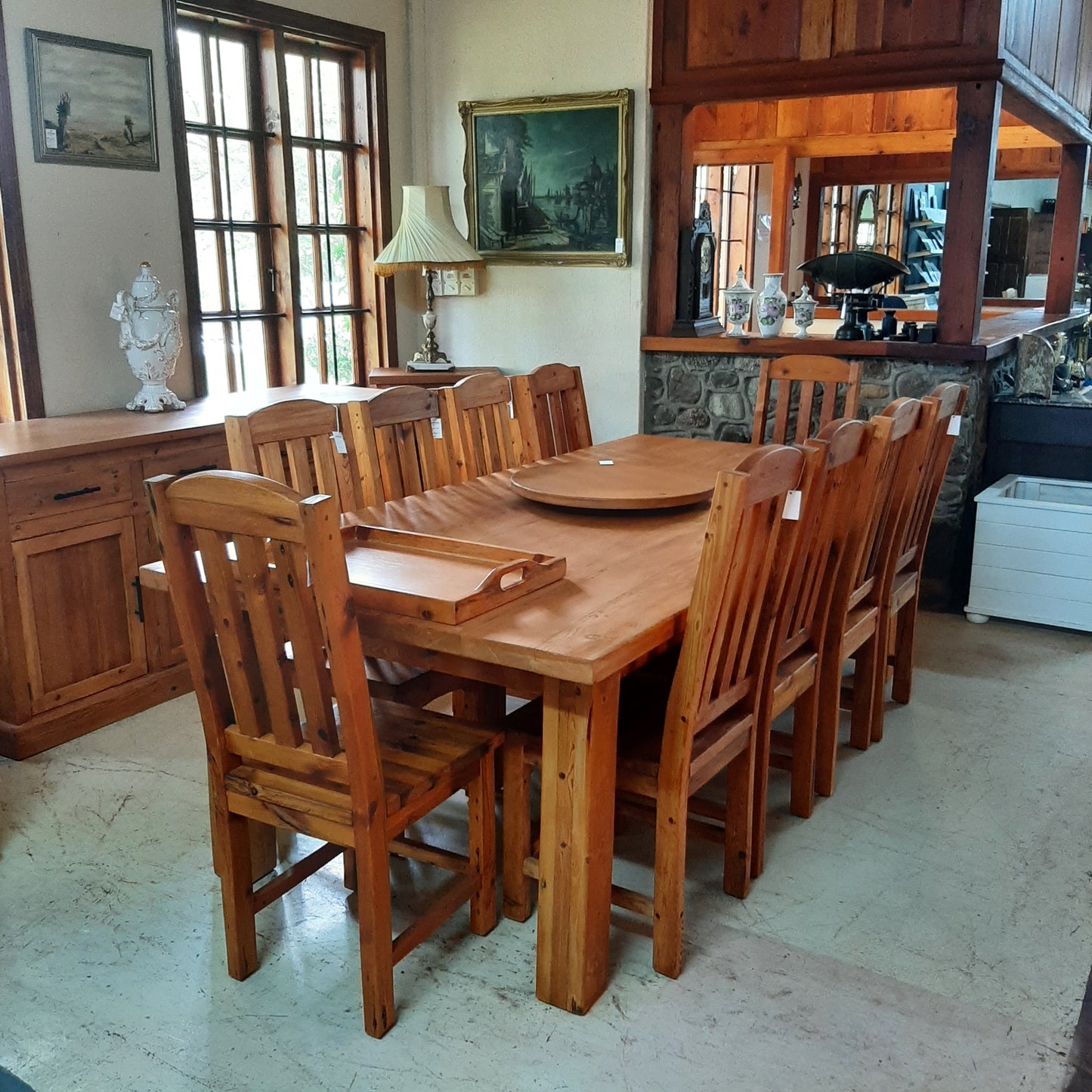 2,4x1,2 Old Oregon pine dining table & chairs