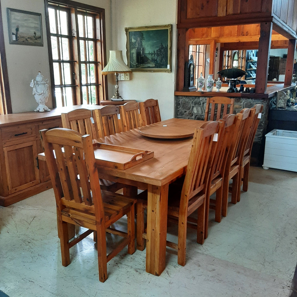 2,4x1,2 Old Oregon pine dining table & chairs – Elmswood Country Centre
