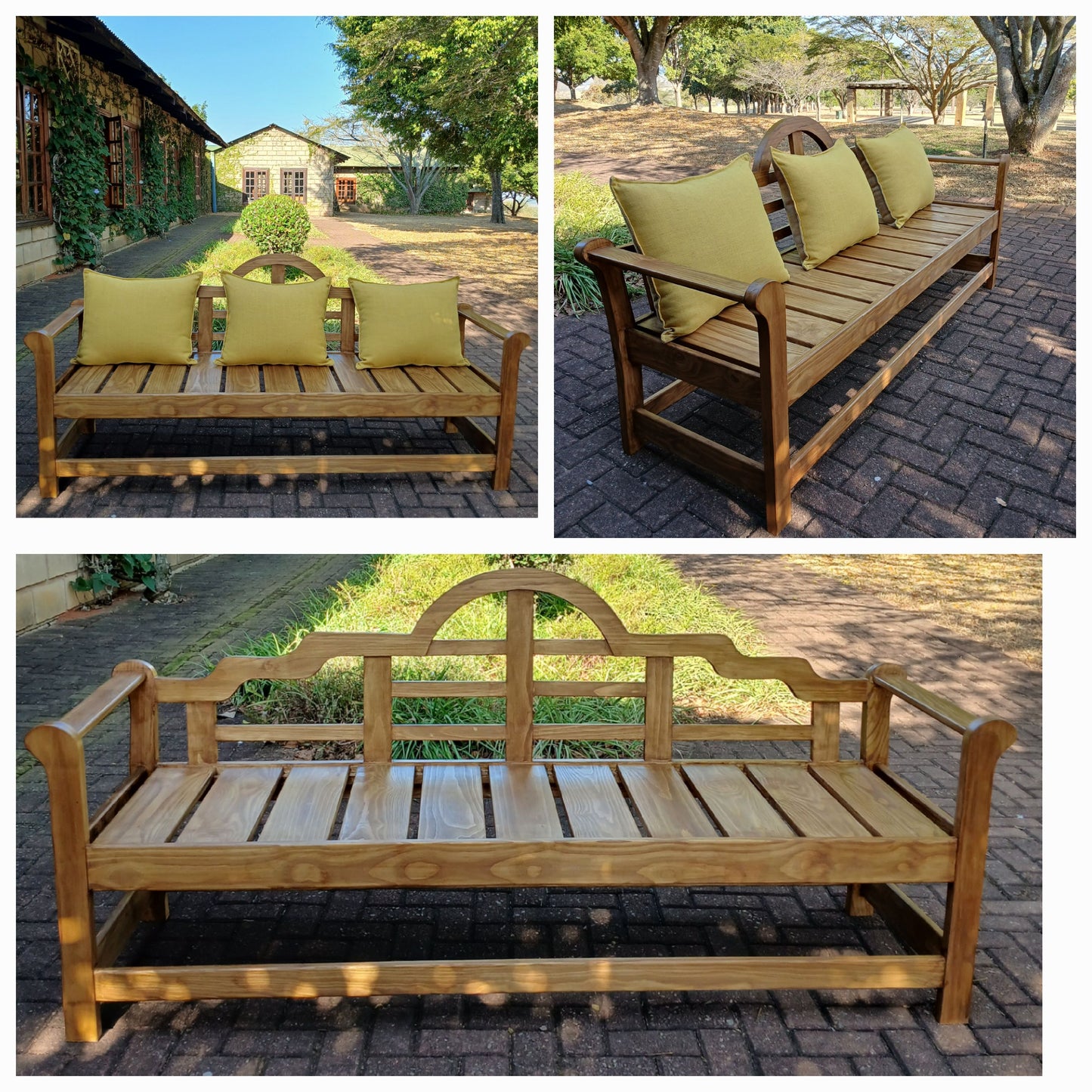 2m Elegant bench with fret work back