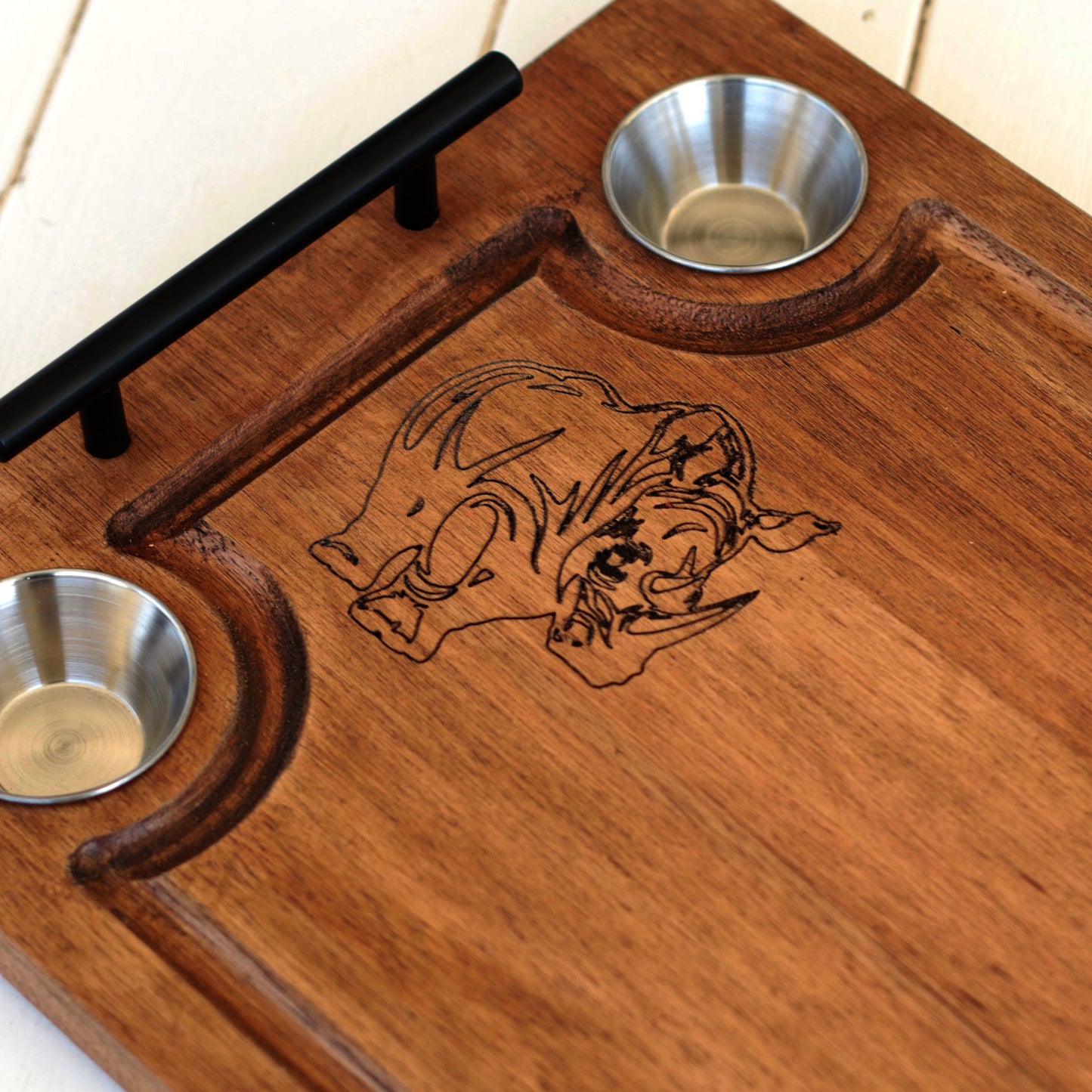 Custom Engraved 4 Sauce Meat Tasting Board