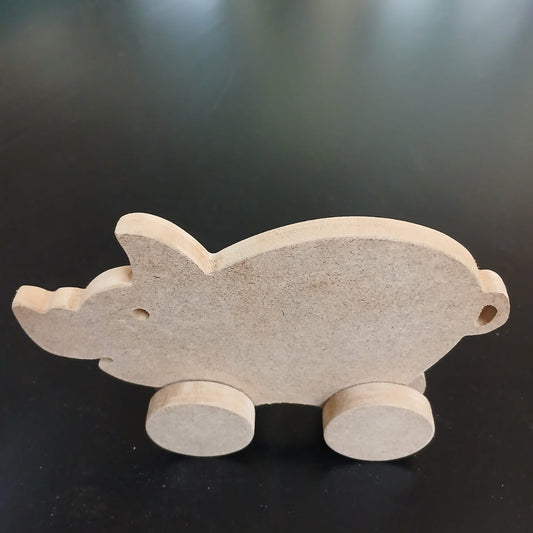 Paintable Pig on Wheels