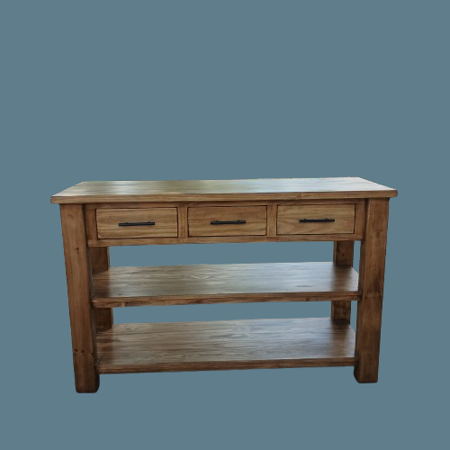 3 Drawer 3 tier server in pine rustic finish