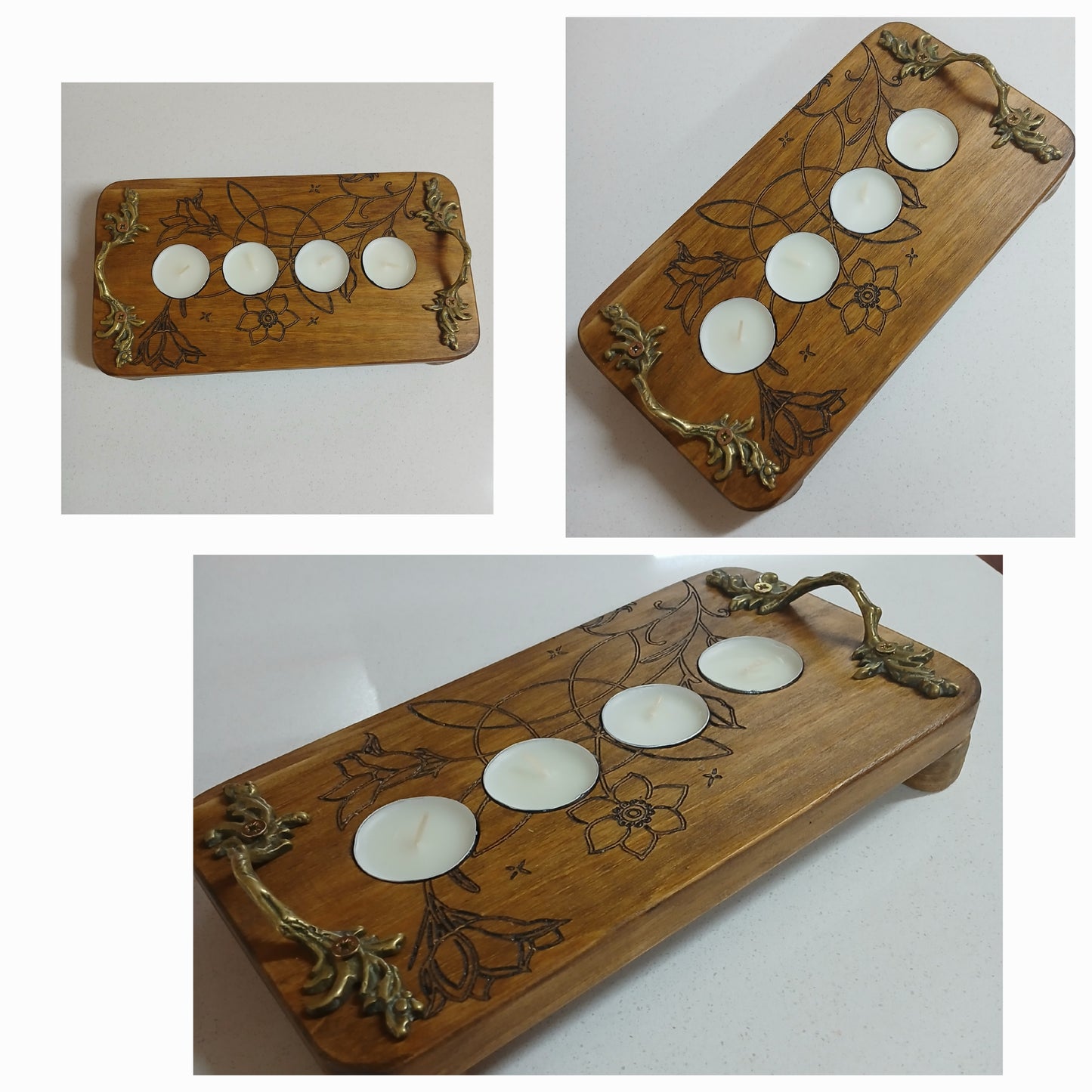 4 T-light engraved holder