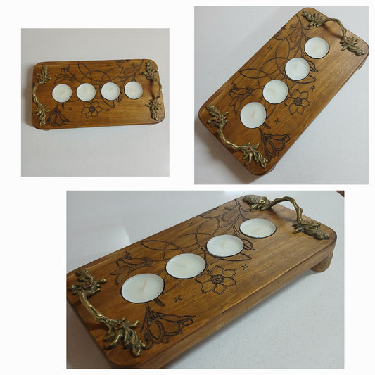 4 T-light engraved holder