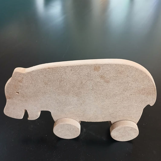 Paintable Hippo on Wheels
