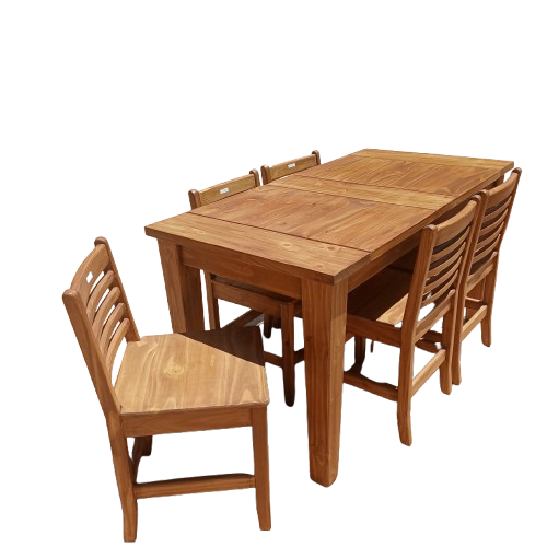 6 seater rustic dining table & chairs