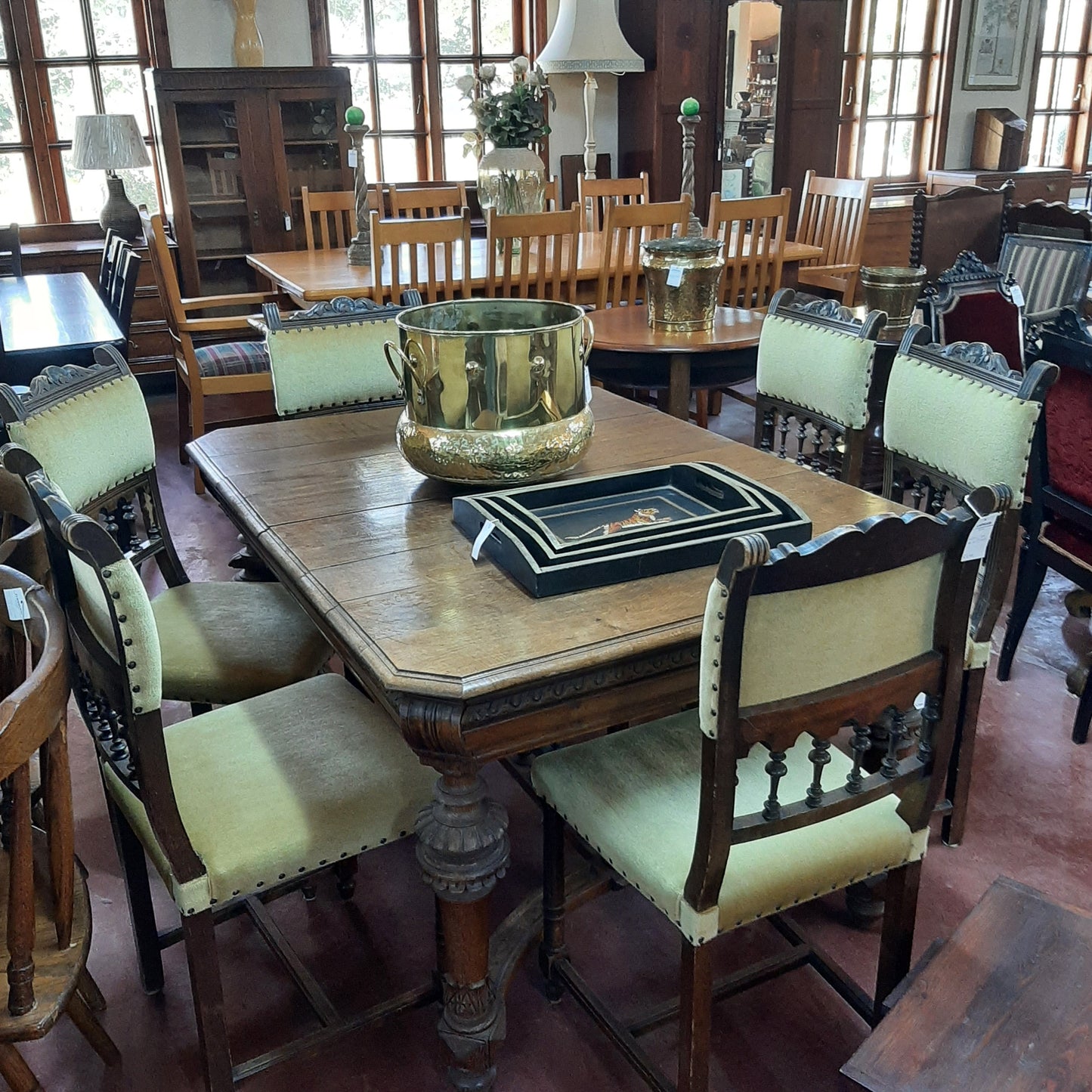 Antique table with Upholstered chairs