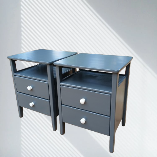 Dark grey bedside pedestals
