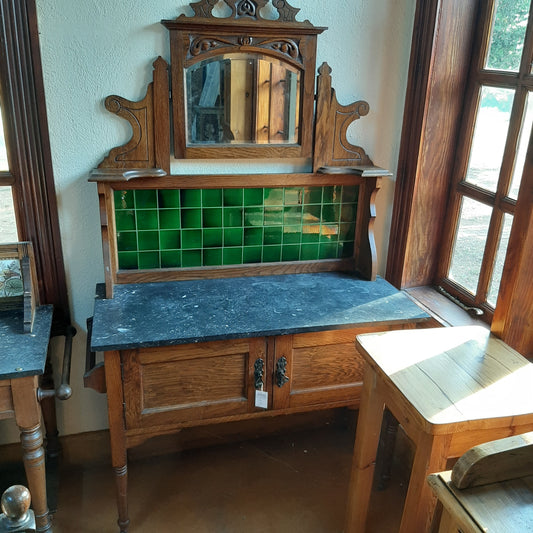 Dressing table with green marble