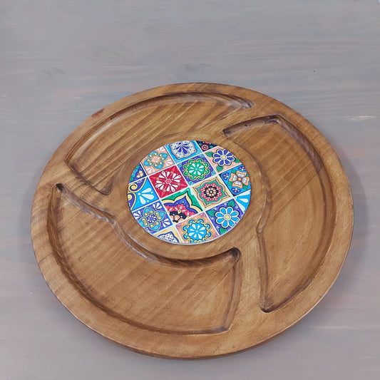 3 Division snack board with a tile in the middle