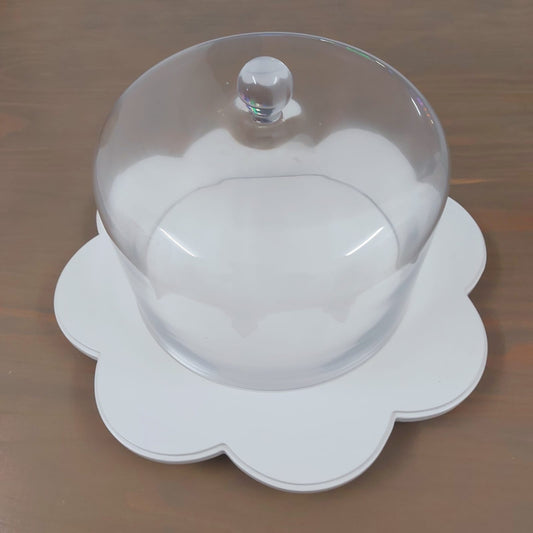 Daisy cake dome stand with glass