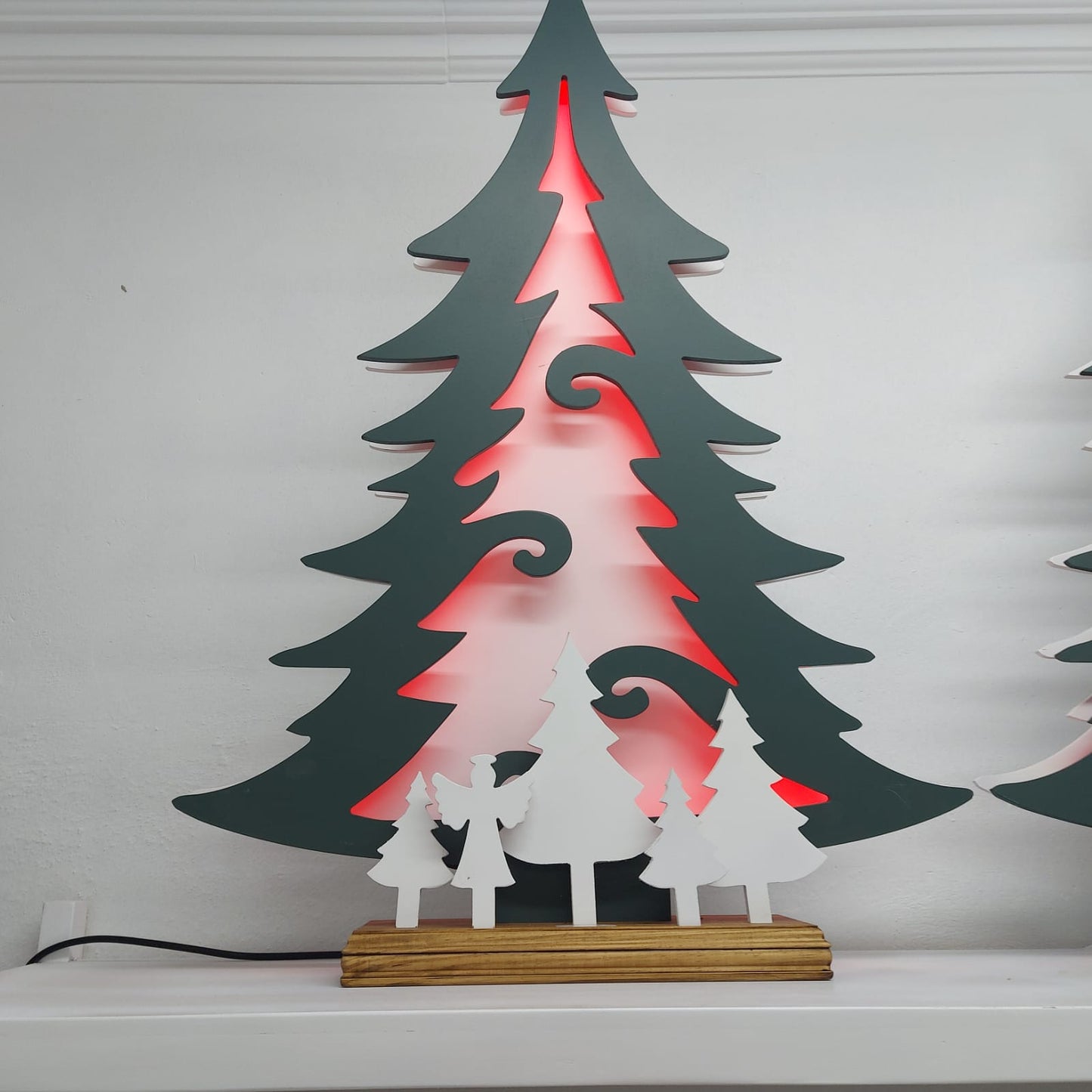 Large green painted Christmas tree