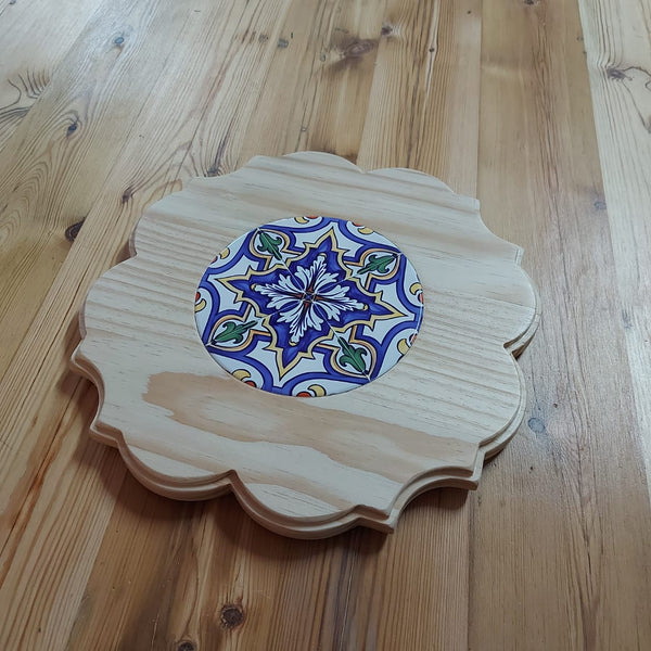 Engraved ornate board with tile