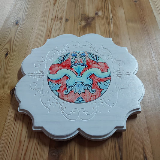 Engraved ornate board with tile