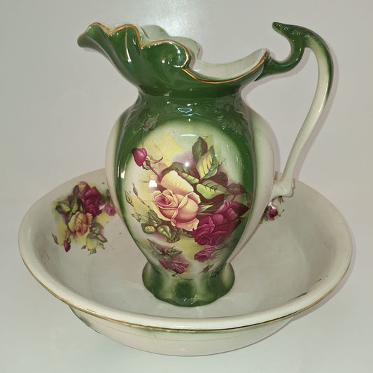 Victorian Ewer and Basin (Basin has hairline crack)