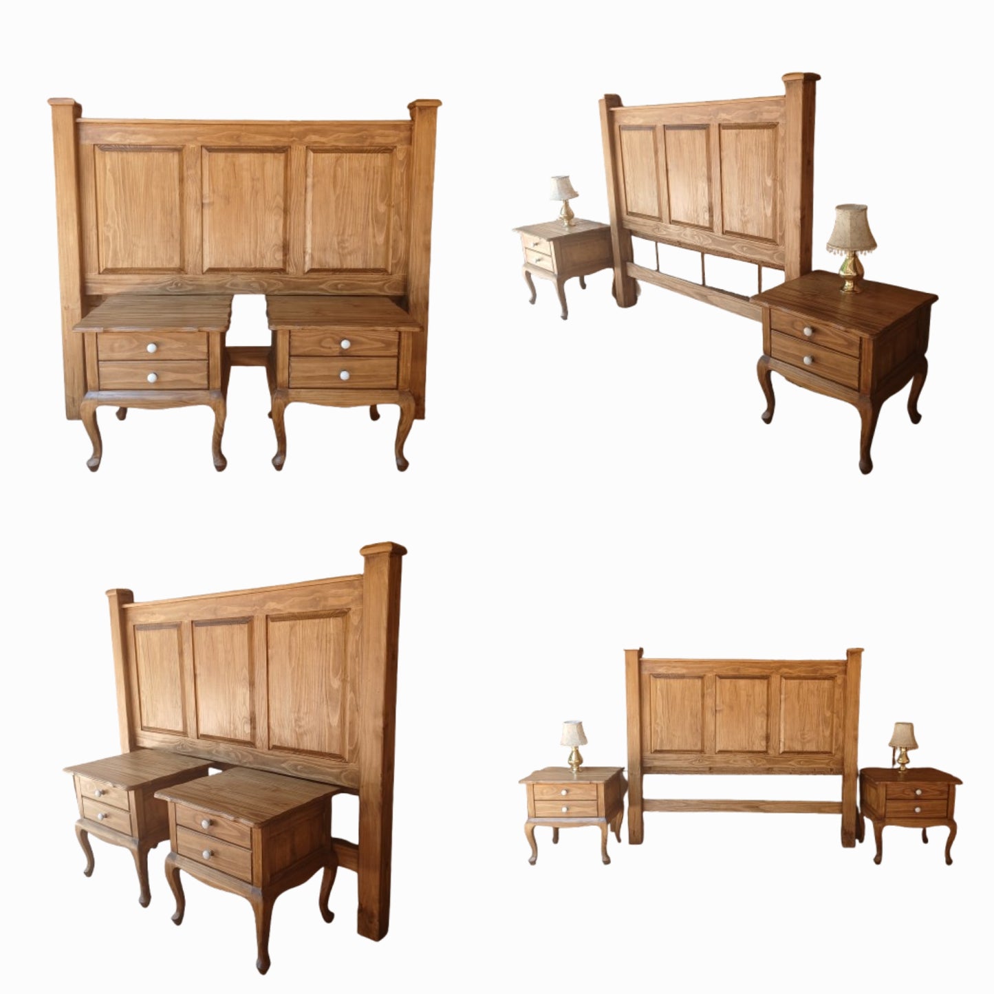 Queen headboard and pedestals imbuia