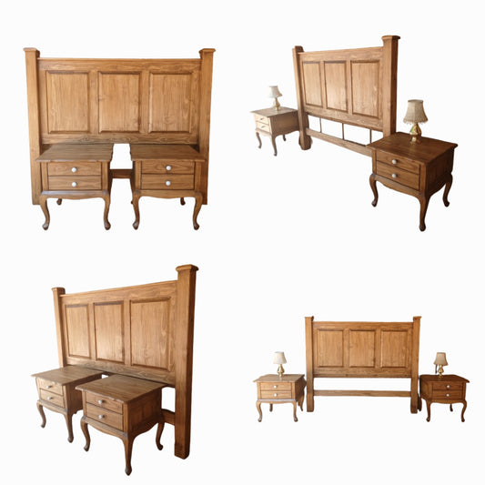 Queen headboard and pedestals imbuia