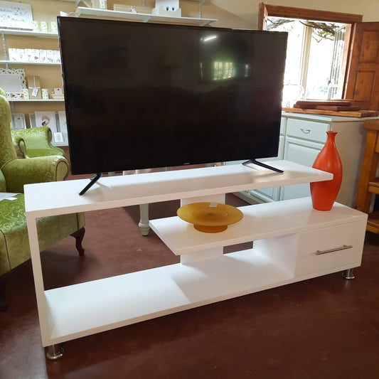 White plasma TV stand